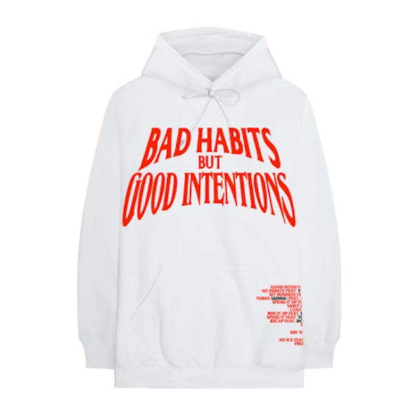 Vlone White Bad Habits Good Intentions Hoodie by Vlone - NWAHYPE No.1 for streetwear Hoodies in USA