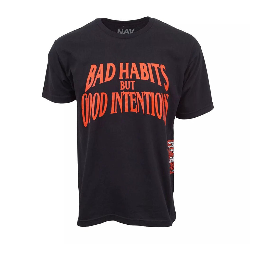 Vlone x NAV Bad Habits Good Intentions Black Red Tee by Vlone - NWAHype 1 for streetwear T-Shirts in USA