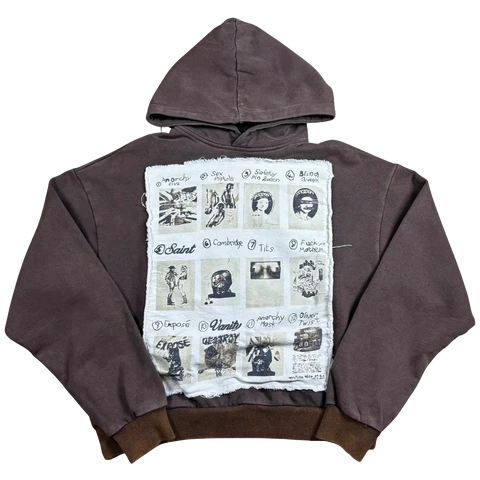 Saint Vanity Brown Patchwork Vain Hoodie